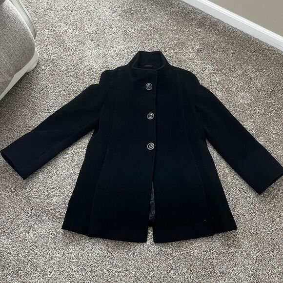 CINZIA ROCCA Women’s Wool Coat Black Size 6 High Collar - Picture 1 of 11